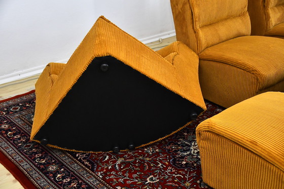 Image 1 of Yellow Corduroy Angle Modular Sofa, 1970s, Set of 6