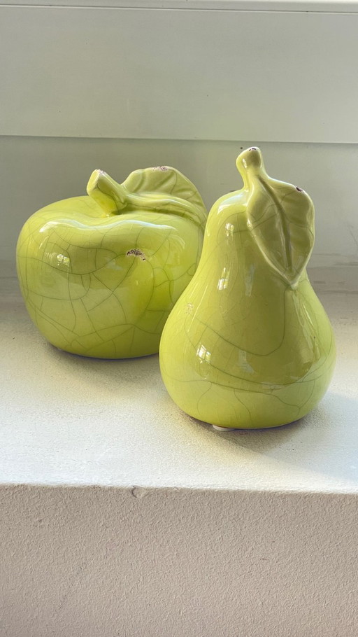 POMME POIRE Céramique Effet Craquelé