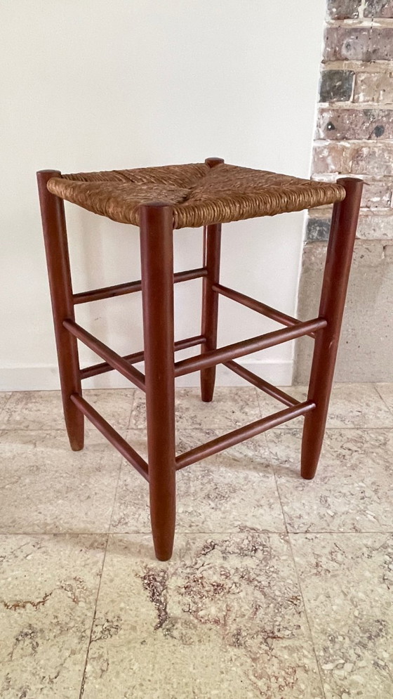 Image 1 of Vintage Geometric Straw Stool