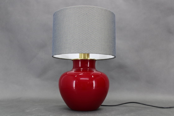 Image 1 of 1970s Italian VeArt Glass Table Lamp with Fabric Lamp Shade