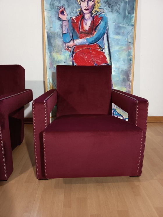 Image 1 of CASSINA 2X Poltrone 637 UTRECHT  (NUOVE MAI USATE) in Velluto 13L Ortigia/Plum con Cuciture in filo Naturale a punta Cavallo