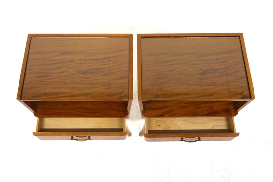 Tables de Chevet Vintage en Acajou, Suède, 1940, Set de 2, Tables de nuit, Métal (photo 3 sur 5)