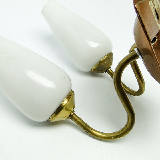 Vintage 2-Armed Wall Lamp in Brass, 1970s – Wall lights, Glass, Metal (photo 9 of 9)