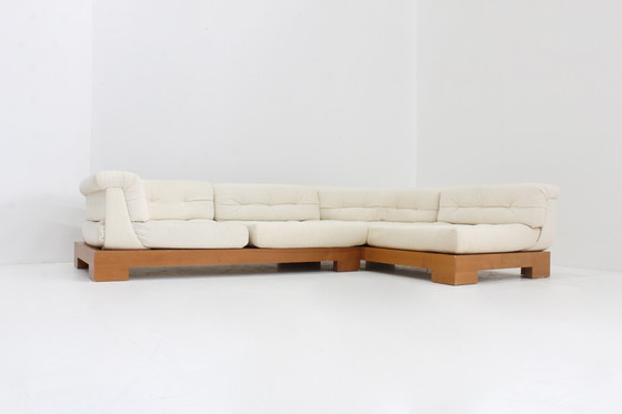 Image 1 of Vintage Roche Bobois Mah Jong sofa beige linen Hans Hopfer