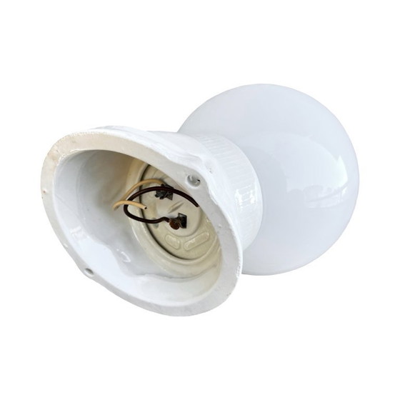 Image 1 of Lámpara de pared industrial blanca Lindner, Alemania, años 60.