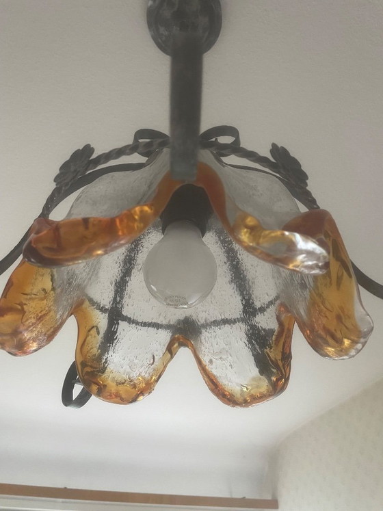 Image 1 of Vintage pendant lamp, Brutalist style, very likely Mazzega