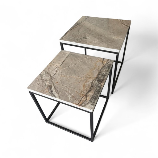 Tables d'appoint vintage en marbre pierre naturelle