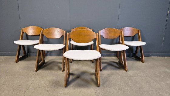 Image 1 of Vintage brutalist dining chairs, set of 6 - 1960s