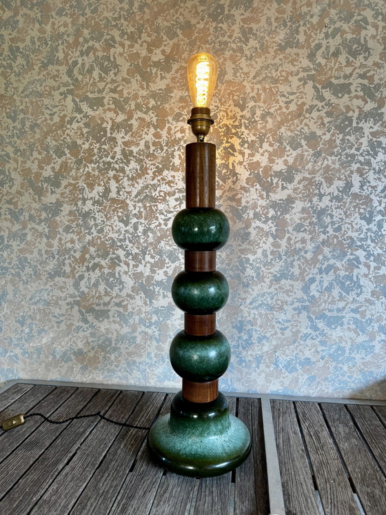 Image 1 of Kaiser Leuchten ceramic and wood lamp