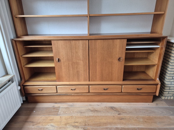 Armadi a muro vintage anni '60 / Highboard – Teak – Libreria, Credenza & Vetrina – Textile, Wood (photo 3 of 5)