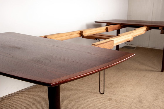 Image 1 of Very Large Danish extensible dining table, 260 cm, in teak by Henry Walter Klein for Bramin 1960.
