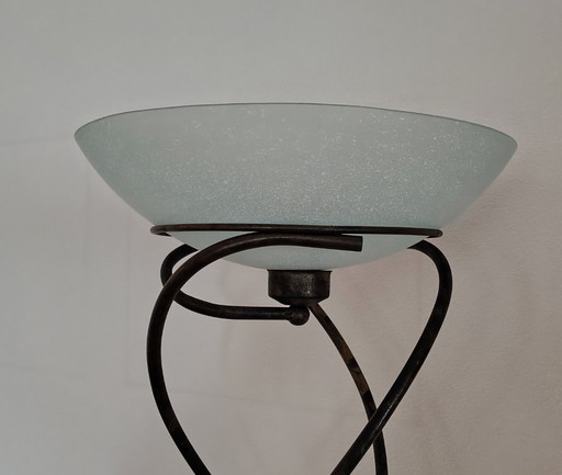 Standing design lamp, metal and glass
