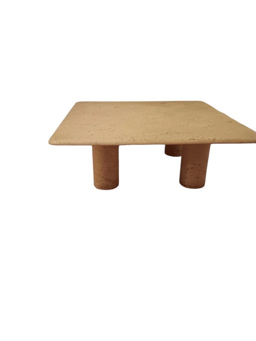 Travertine coffee table by Angelo Mangiarotti