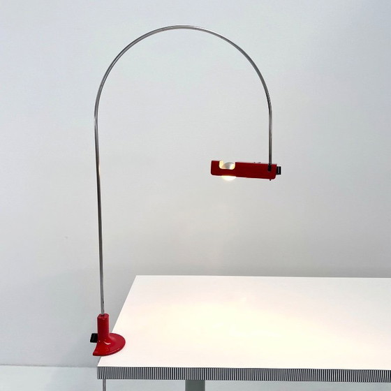 Image 1 of Rote Spinnen-Schreibtischlampe von Joe Colombo für Oluce, 1970er Jahre