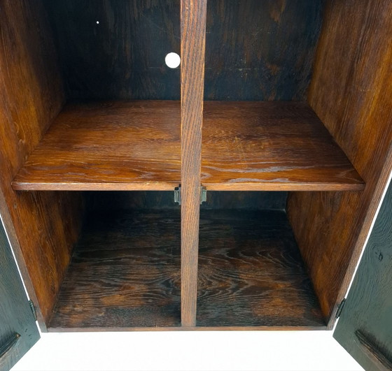Vintage brutalist sideboard rough dark brown wood (photo 11 of 13)