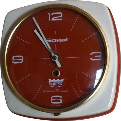 Vintage hes wall clock in heavy metal case, India