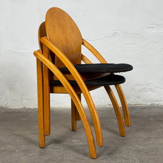 Image 1 of Juego de 4 sillas de comedor de madera curvada de Asko, Finlandia, 1995.