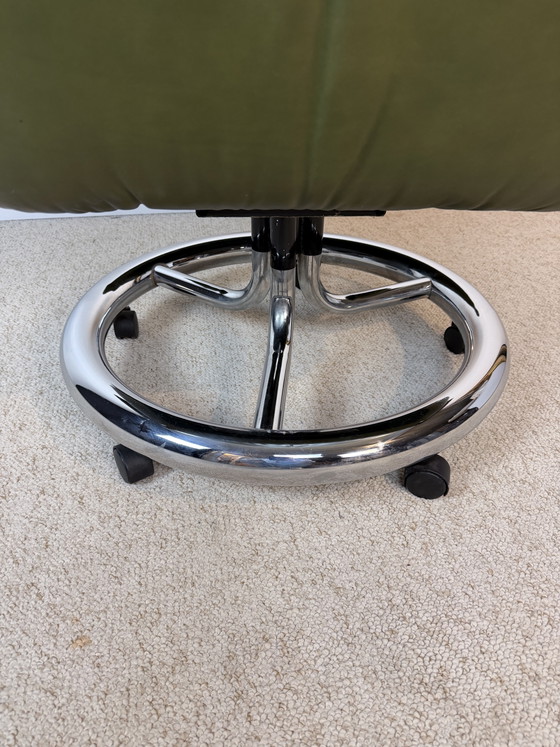 Image 1 of Poltrona lounge vintage in pelle verde – stile Tucroma