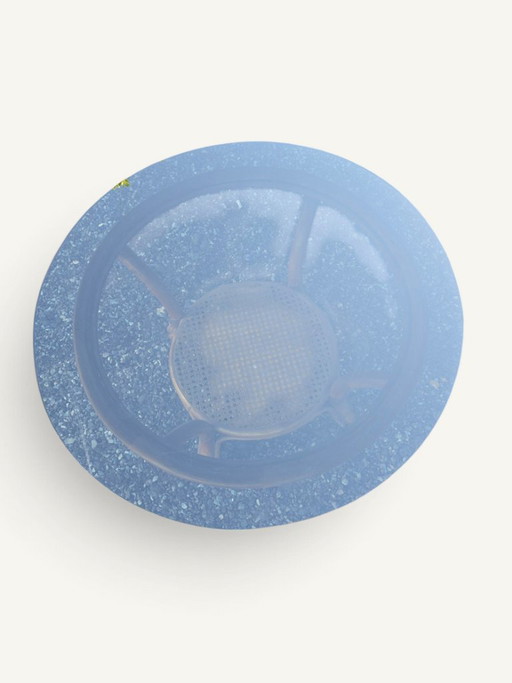 Round Coffee Table in Rattan, Cane and Smoked Blue Glass – 1970s – salontafels, Other (photo 2 of 5)