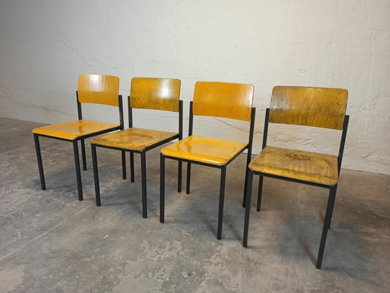 4 x sedie industriali vintage – Sedie da pranzo, Metallo, Legno (photo 8 of 15)