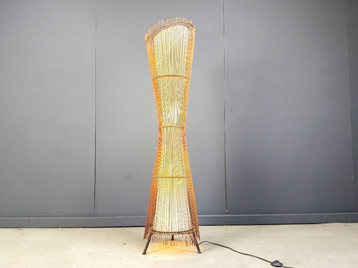 Vintage italian bamboo floor lamp, 1960s