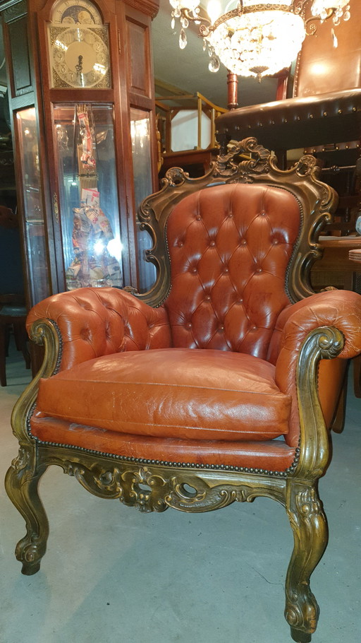 Italienischer Barock-Sessel aus Leder