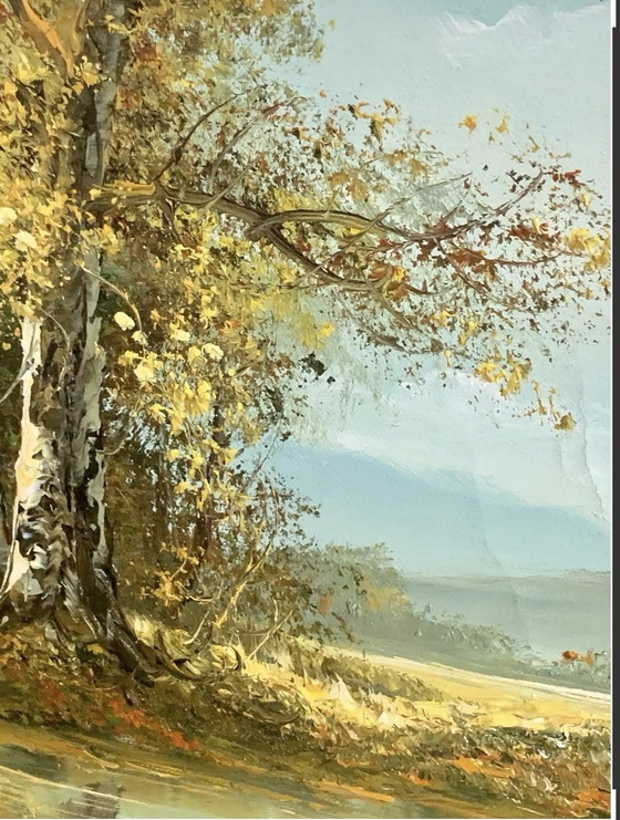 Paesaggio autunnale - anni '50/'60 - firmato – Dipinti e disegni, Tela, Legno (photo 4 of 10)