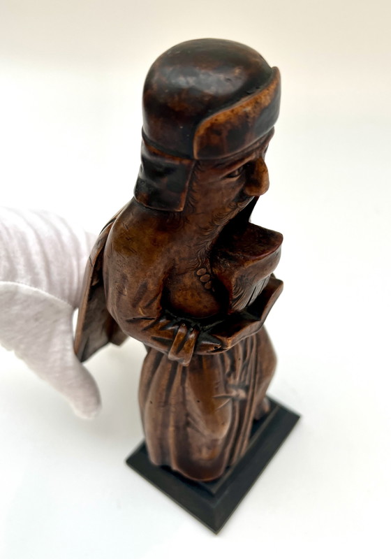 Image 1 of Handgeschnitzter Holz-Nussknacker in Form eines Mönchs – ca. 22 cm – frühes bis mittleres 20. Jahrhundert