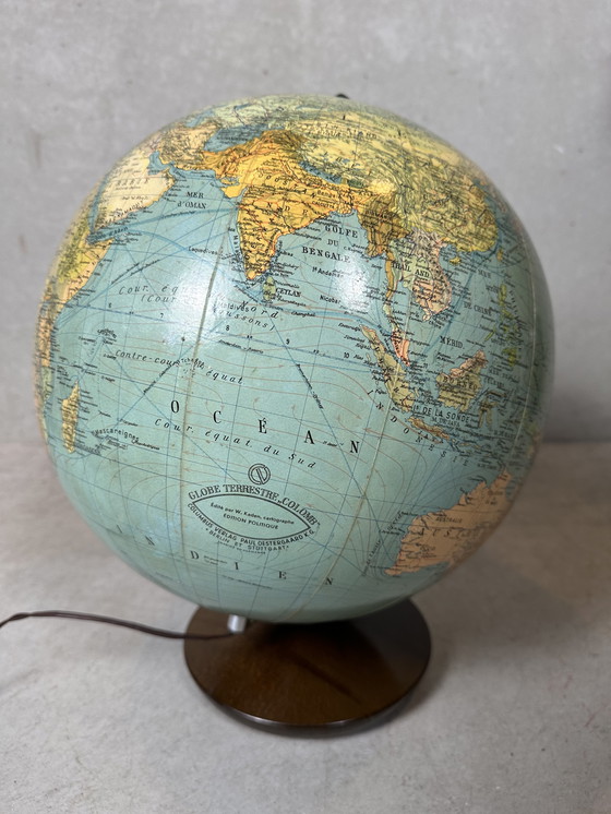Image 1 of Vintage wereldbol ‘Colomb’ / verlichting - glas