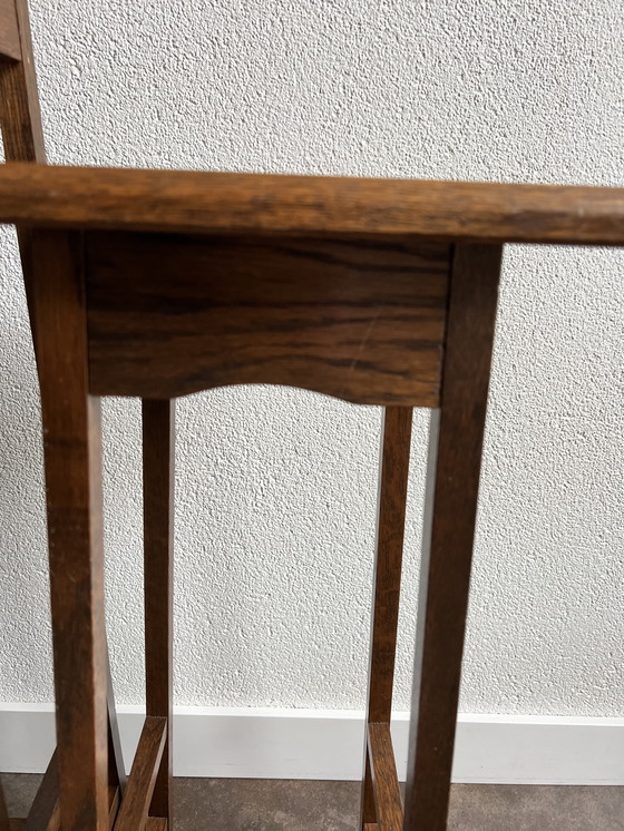 Image 1 of Plant table/pedestal set dark antique oak