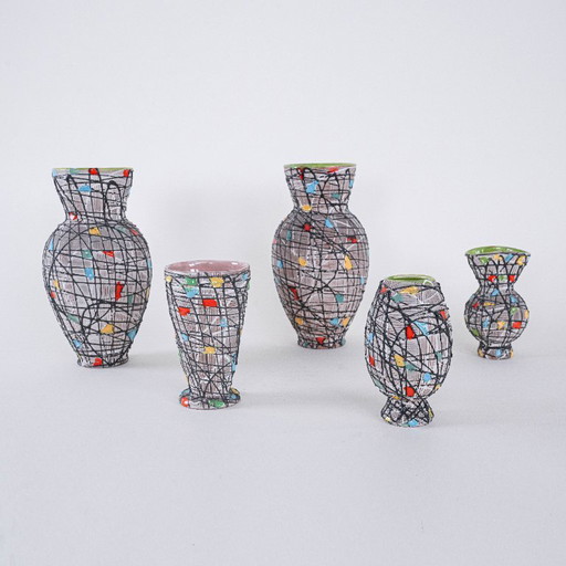 Set of ceramic vases, Italian design, 1960s, made in Italy