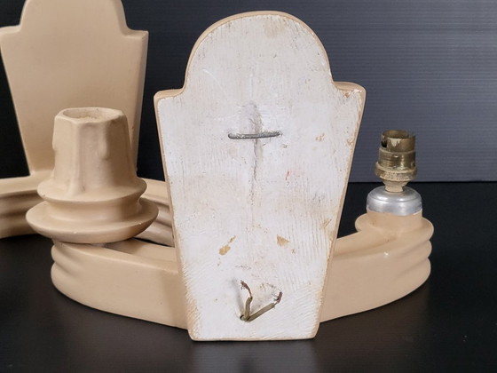 Image 1 of MAGNIFICA COPPIA DI APPLIQUE DA PARETE IN GESSO VINTAGE ANNI '40