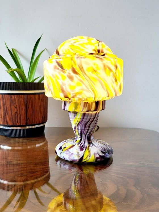 Image 1 of Lampe de table Art déco en verre opalin multicolore, Verreries de Scailmont, Henri Heemskerk, Belgique,années 1930