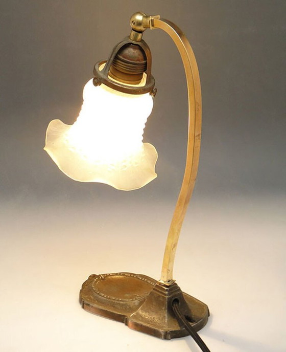 20th Century Glass And Metal Table Lamp, Austria-Hungary, 1890s (photo 3 of 19)