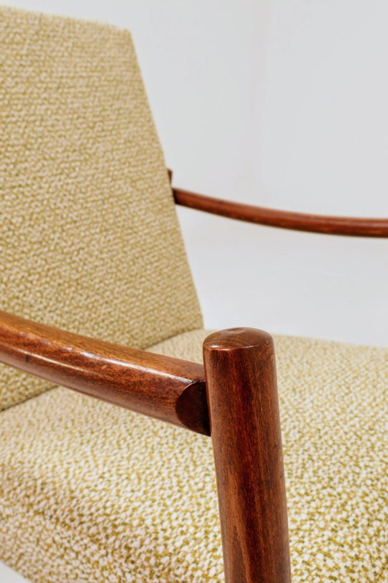 Image 1 of Modern longue chair green bouclé bentwood 1970