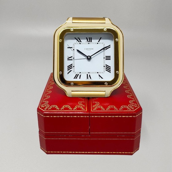 Orologio sveglia Cartier Santos Pendulette anni '80. Prodotto in Svizzera, Metallo, Crema (foto 2 di 10)