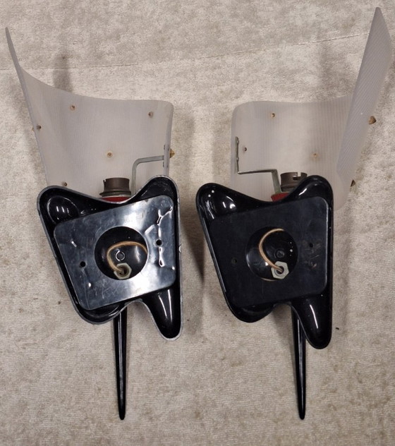 Pair of Pierre Guariche Wall Lights, France 1950s-60s, Plastic, Plexiglass, Red (photo 7 of 8)