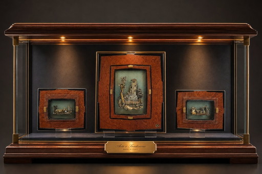Alessandro Zenobi Art Triptych – High Reliefs in 999 Silver and 24kt Gold in Briar and Crystal