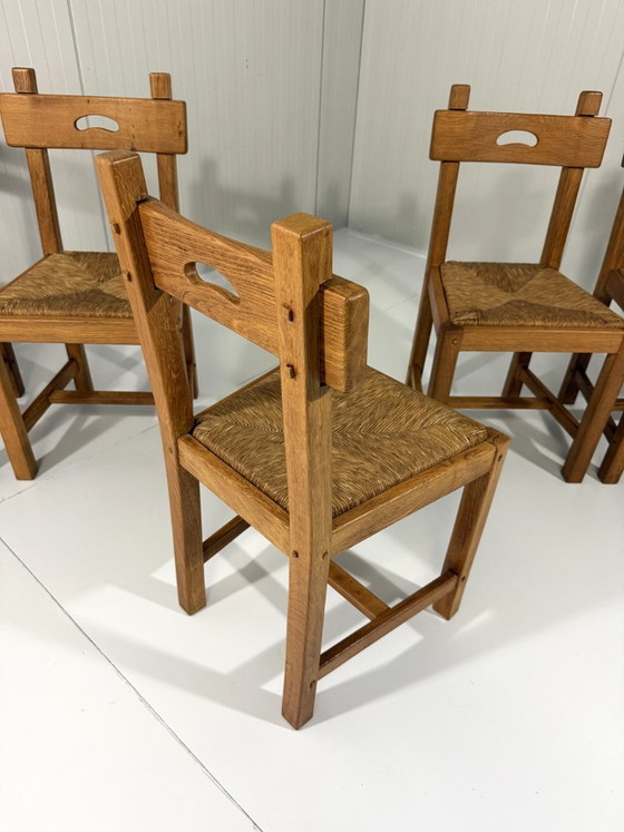 6 X Rustieke Blonde Eiken Eetkamerstoelen 1960's – Wicker (photo 10 of 22)