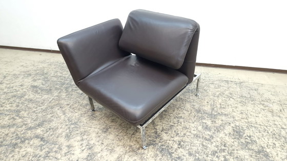 Image 1 of Brühl Roro design fauteuil leren fauteuil stoel bruin slaapbank