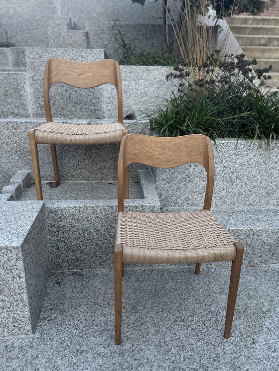 Image 1 of 4 eiken Niels Otto Moller eetkamerstoelen met papercord