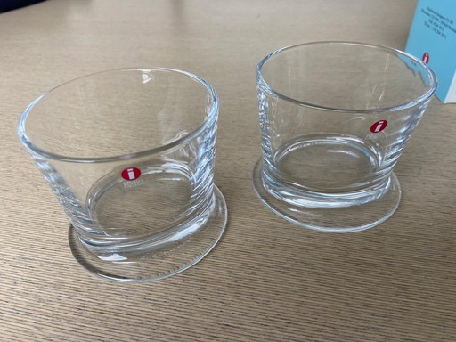 4 brandneue Vintage-Gläser von Iittala BOY, 27 cl, klares Glas – Stefan Lindfors – neu in der Verpackung
