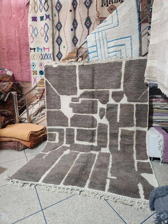 Large Beni Ouarain rug in grey & ecru 300x200 cm – Handmade wool – Rugs & carpets, Cotton, Scandinavian (photo 3 of 3)