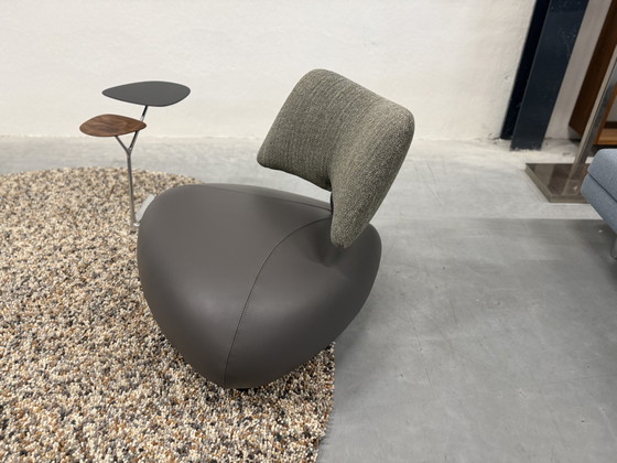 Image 1 of Poltrona Leolux Pallone Grigio Pelle Tessuto Verde