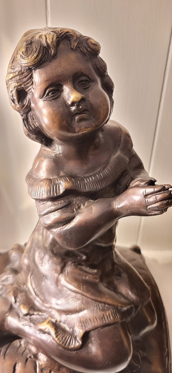 Bronze Praying Girl Morning Prayer M. Moreau Sculpture – Mathurin Moreau (photo 6 of 11)