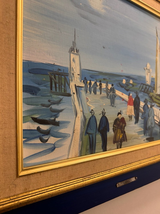 Tableau « Promenade » G.Raoux style Dufy, Peintures et dessins, Toile, Bois, Bleu (photo 10 sur 15)