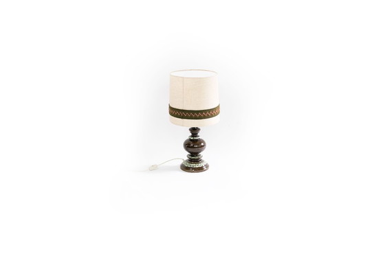 Image 1 of Vintage ceramic table lamp with fabric shade