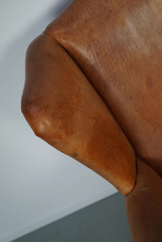Image 1 of Vintage Nederlandse clubfauteuil van cognackleurig leer