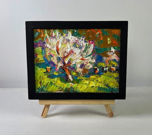 Original Oil Painting Colorful Nature Landscape Petals dancing in the spring breeze