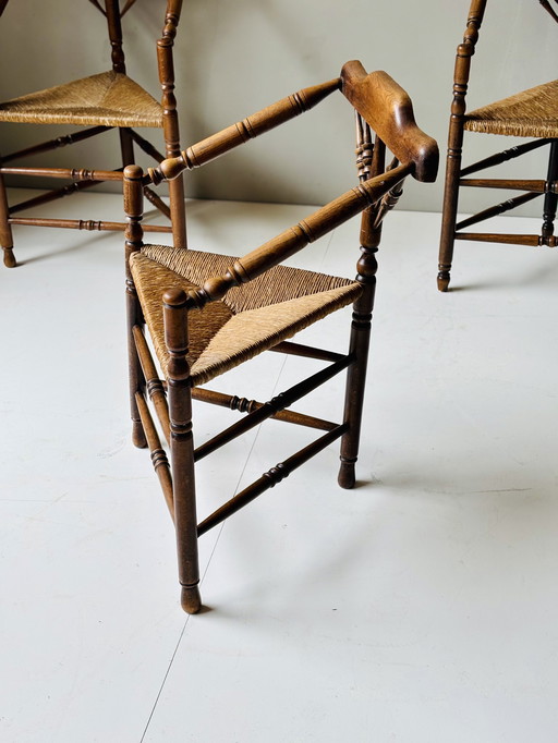 antieke Hollandse hoekstoelen, jaren 20